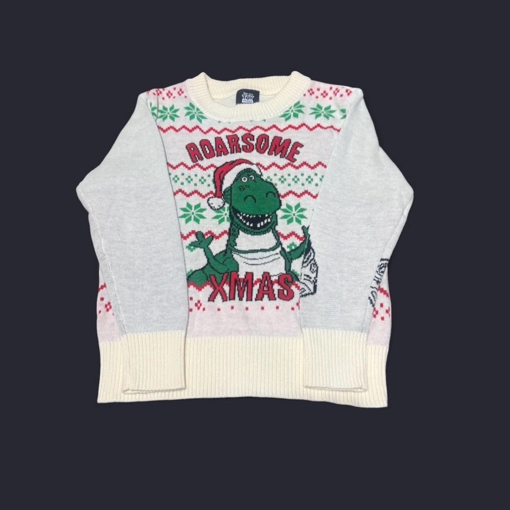 Roarsome Xmas Kids Sweater - Cream and Green
